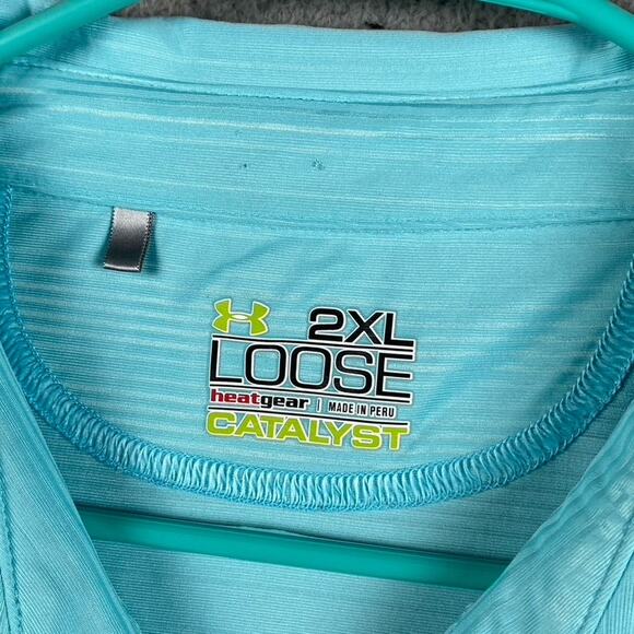 Under Armour Loose Catalyst Heatgear Golf Polo Shirt Men's 2XL Blue Causal - Picture 4 of 10